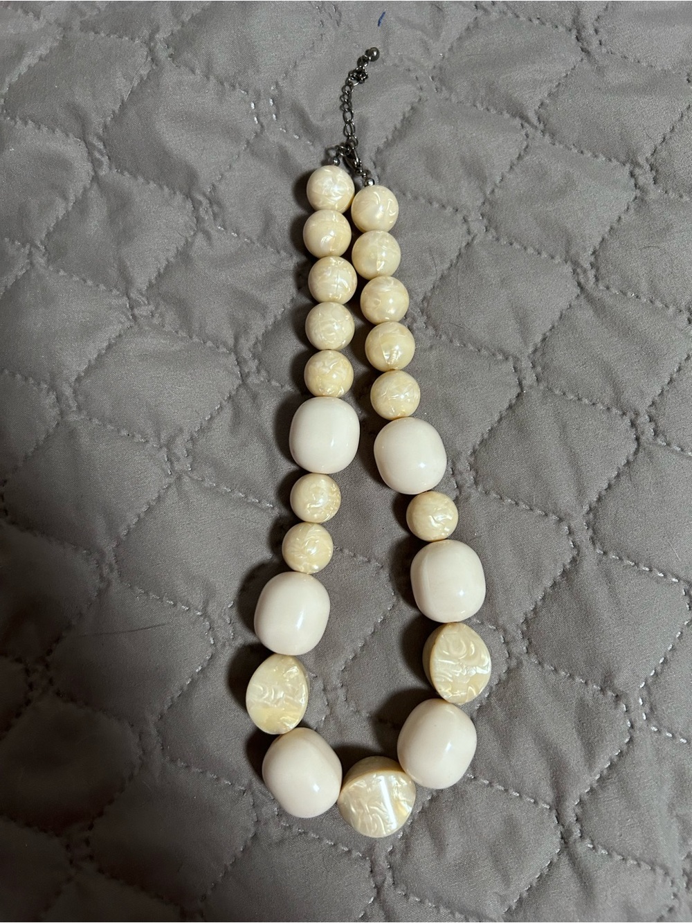 Cream Beaded Statement Necklace - Women's Jewelry